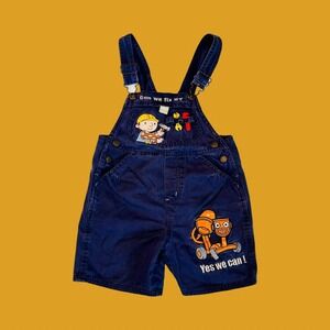 Vintage Bob the Builder Construction Navy Blue Shortalls, Size 5T